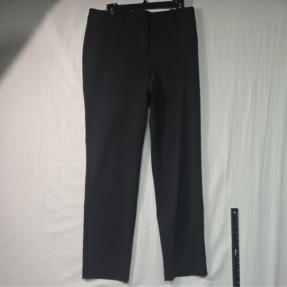 TALBOTS Women's Sz 10L Long Black Dress Pants Straight Leg Front Zip Stretch